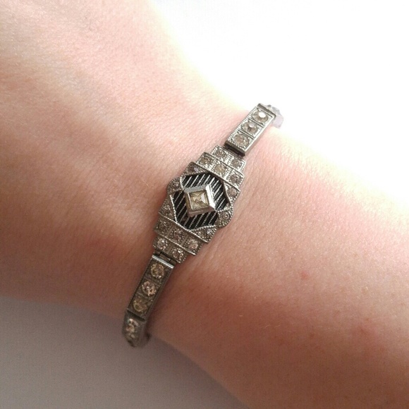 Vintage Jewelry - Vintage Art Deco filigree bracelet silver tone